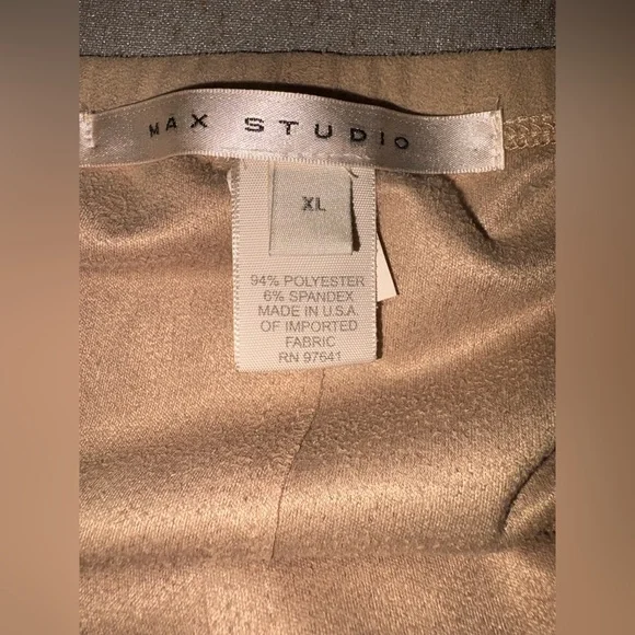 Max Studio Cream Suede Ruched Midi Skirt Casual Resort Wear - Picture 4 of 8